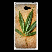 Coque Sony Xperia M2 Feuille de cannabis sur toile beige