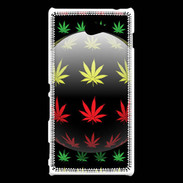 Coque Sony Xperia M2 Effet cannabis sur fond noir