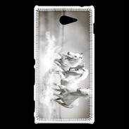 Coque Sony Xperia M2 Chevaux blancs