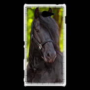 Coque Sony Xperia M2 Portrait de cheval noir 10