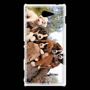 Coque Sony Xperia M2 Chiots Boxer sur un tronc d''arbre