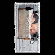 Coque Sony Xperia M2 Bébé dormant avec chapeau tête de chat