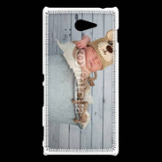 Coque Sony Xperia M2 Bébé nounours dormant dans une bassine