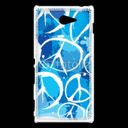 Coque Sony Xperia M2 Peace and love Bleu