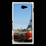 Coque Sony Xperia M2 Tour Eiffel vue des bords de Seine