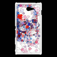 Coque Sony Xperia M2 Skull en fleurs