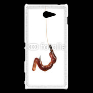 Coque Sony Xperia M2 Hameçon avec appât pêcheur