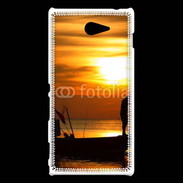 Coque Sony Xperia M2 Couché de soleil pêcheur