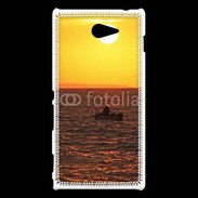 Coque Sony Xperia M2 Levé de soleil et bateau de pêche en mer
