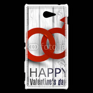 Coque Sony Xperia M2 Saint valentin sur fond bois