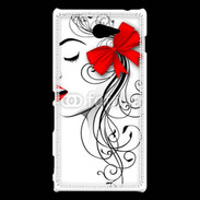 Coque Sony Xperia M2 Visage glamour noir et rouge