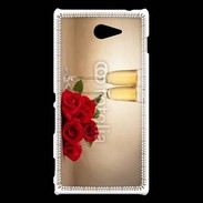 Coque Sony Xperia M2 Coupe de champagne, roses rouges