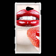 Coque Sony Xperia M2 Bouche sexy rouge à lèvre gloss rouge fraise
