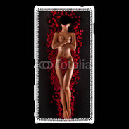 Coque Sony Xperia M2 Femme nue pétales de rose glamour