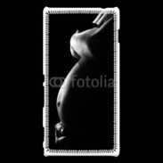 Coque Sony Xperia M2 Femme enceinte en noir et blanc