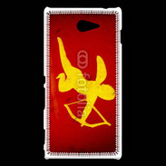 Coque Sony Xperia M2 Cupidon sur fond rouge