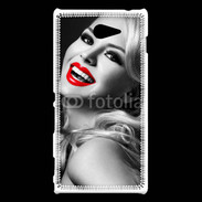 Coque Sony Xperia M2 Rouge à lèvres Fashion en noir et blanc