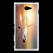 Coque Sony Xperia M2 Avion de ligne au coucher de soleil