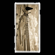 Coque Sony Xperia M2 Vieux biplans en noir et blanc