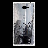Coque Sony Xperia M2 Hydravion noir et blanc