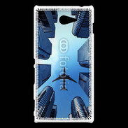 Coque Sony Xperia M2 Avion de ligne au dessus des immeubles