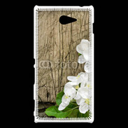 Coque Sony Xperia M2 Fleurs sur fond en bois