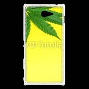 Coque Sony Xperia M2 Feuille de cannabis sur fond jaune 2