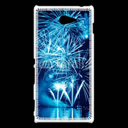 Coque Sony Xperia M2 Feu d'artifice en noir et bleu