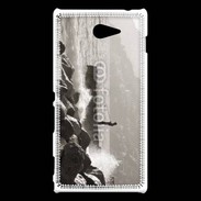 Coque Sony Xperia M2 Pêcheur noir et blanc