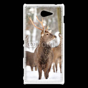 Coque Sony Xperia M2 Cerf et biche en troupeau