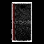 Coque Sony Xperia M2 Effet cuir noir et rouge