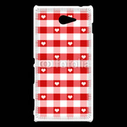 Coque Sony Xperia M2 Mode vichy rouge avec coeur