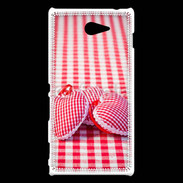 Coque Sony Xperia M2 Mode vichy et petit coeur