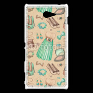 Coque Sony Xperia M2 Fond fashion vert et marron