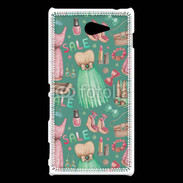 Coque Sony Xperia M2 Fond fashion rose et vert