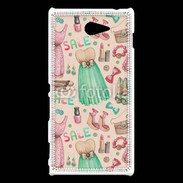 Coque Sony Xperia M2 Fond fashion rose et vert 2