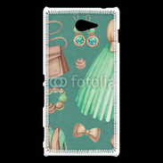 Coque Sony Xperia M2 Fond fashion vert et marron 2