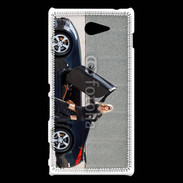 Coque Sony Xperia M2 Femme blonde sexy voiture noire 3