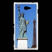 Coque Sony Xperia M2 Statue de la liberté et tour Eiffel