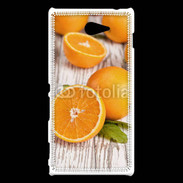 Coque Sony Xperia M2 Belles oranges sur fond en bois