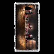 Coque Sony Xperia M2 Vin rouge et tonneaux
