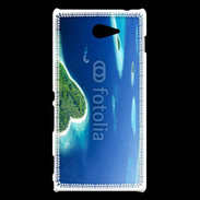 Coque Sony Xperia M2 île en former de cœur au milieu de la mer