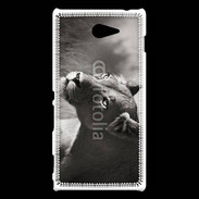 Coque Sony Xperia M2 Lionne en noir et blanc