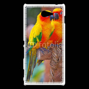 Coque Sony Xperia M2 Couple d'oiseaux colorés