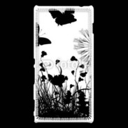 Coque Sony Xperia M2 Papillon en noir et blanc