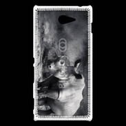 Coque Sony Xperia M2 Rhinocéros noir et blanc