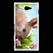 Coque Sony Xperia M2 Lapin et fleurs
