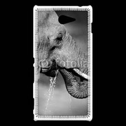 Coque Sony Xperia M2 Elephant d'Afrique en noir et blanc