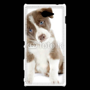 Coque Sony Xperia M2 Chiot Colley marron et blanc