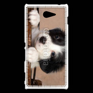 Coque Sony Xperia M2 Chiot blanc et noir 2